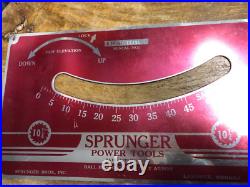 Sprunger Table Saw Md 10 B 10 1/4 Fence B9-4 28 long Table