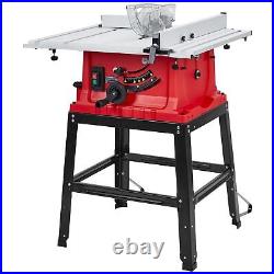 Table Saw, 10 Inch 15A Multifunctional Saw with Stand & Push Stick, 90° Cross