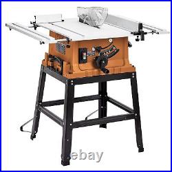 Table Saw 10 Inch, 15A Multifunctional Saw with Stand & Push Stick, 90° Cross