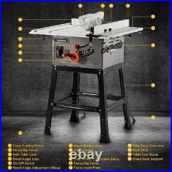 Table Saw, 10 Inch 15A Multifunctional Saw with Stand & Push Stick, 90° Cross Table Saw, 10 Inch 15A Multifunctional Saw with Stand & Push Stick, 90° Cross