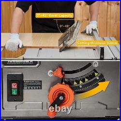 Table Saw, 10 Inch 15A Multifunctional Saw with Stand & Push Stick, 90° Cross Table Saw, 10 Inch 15A Multifunctional Saw with Stand & Push Stick, 90° Cross