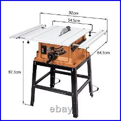 Table Saw 10 Inch, 15A Multifunctional Saw with Stand & Push Stick, 90° Cross