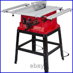 Table Saw, 10 Inch 15A Multifunctional Saw with Stand & Push Stick, 90° Cross C
