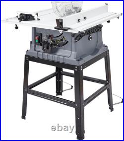 Table Saw, 10 Inch 15A Multifunctional Saw with Stand & Push Stick, 90° Cross C