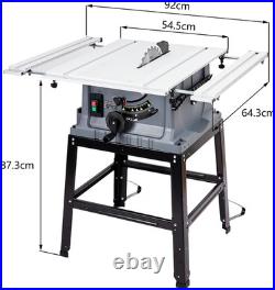 Table Saw, 10 Inch 15A Multifunctional Saw with Stand & Push Stick, 90° Cross C
