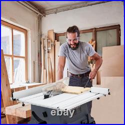 Table Saw, 10 Inch 15A Multifunctional Saw with Stand & Push Stick, 90° Cross C