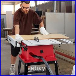 Table Saw, 10 Inch 15A Multifunctional Saw with Stand & Push Stick, 90° Cross C
