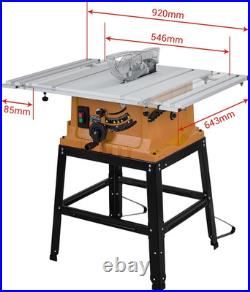 Table Saw, 10 Inch 15A Multifunctional Saw with Stand & Push Stick, 90° Cross Cu