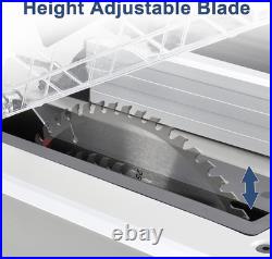Table Saw, 10 Inch 15A Multifunctional Saw with Stand & Push Stick, 90° Cross Cu