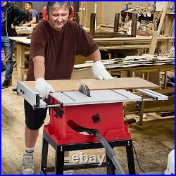 Table Saw 10 Inch, 15A Multifunctional Saw with Stand & Push Stick, 90° Cross Cu