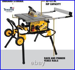 Table Saw 10 Inch with Foldable Rolling Table Saw Stand, 15 Amp, 4800 RPM, 32-1/