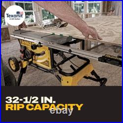 Table Saw 10 Inch with Foldable Rolling Table Saw Stand, 15 Amp, 4800 RPM, 32-1/