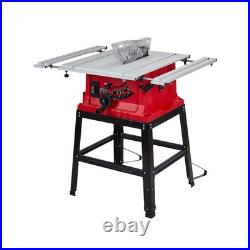 Table Saw, 10 in 15A Multifunctional Saw With Stand & Push Stick, 90° Cross