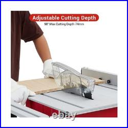 Table Saw, 10 in 15A Multifunctional Saw With Stand & Push Stick, 90° Cross