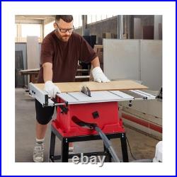 Table Saw, 10 in 15A Multifunctional Saw With Stand & Push Stick, 90° Cross