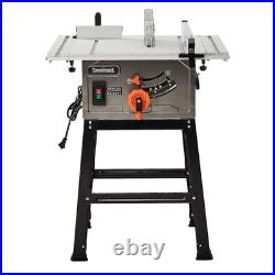 Table Saw, 10Inch 15A 5000RPM Portable Table Saw with Stand & Safety Switch, Pus