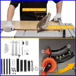 Table Saw, 10Inch 15A 5000RPM Portable Table Saw with Stand & Safety Switch, Pus