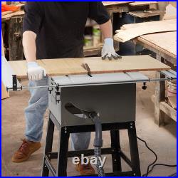 Table Saw, 10Inch 15A 5000RPM Portable Table Saw with Stand & Safety Switch, Pus