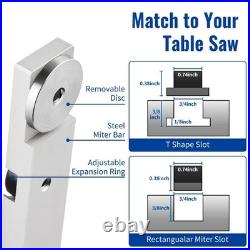 Table Saw Miter Gauge Fence with11 Preset Angle Stops Standard 3/4x 3/8&#