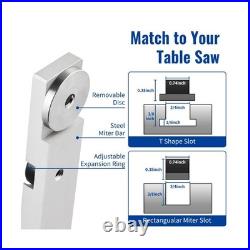 Table Saw Miter Gauge Fence with11 Preset Angle Stops & Standard 3/4x 3/8&#