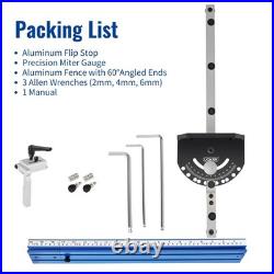 Table Saw Miter Gauge Fence with11 Preset Angle Stops & Standard 3/4x 3/8&#