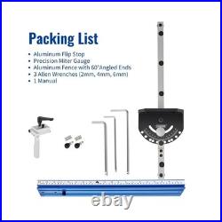 Table Saw Miter Gauge Fence with11 Preset Angle Stops & Standard 3/4x 3/8&#