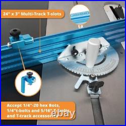 Table Saw Miter Gauge System with 27 Stops Multi-Track Fence Flip Stop