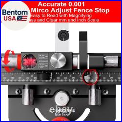 Table Saw Miter Gauge with Micro Adjustable Flip Stop and Extendable Fence and Q