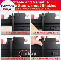 Table Saw Miter Gauge with Micro Adjustable Flip Stop and Extendable Fence and Q