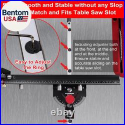 Table Saw Miter Gauge with Micro Adjustable Flip Stop and Extendable Fence and Q