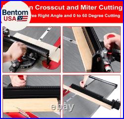 Table Saw Miter Gauge with Micro Adjustable Flip Stop and Extendable Fence and Q
