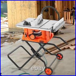 Table Saw with Stand, 10-inch 15-Amp, Max Rip 25-in, Speed to 5000RPM, 40T Blade