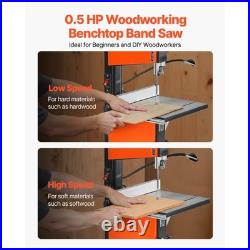 Uimoso 10-Inch Two-Speed Benchtop Bandsaw for Woodworking, 373W 1/2 HP