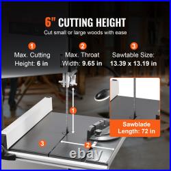 VEVOR 10/14in Benchtop Band Saw with Stand or Fence & Miter Gauge Speed Adjustable