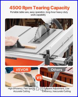 VEVOR 10 Table Saw 4500 RPM Portable Jobsite Wood Cutting Saw with Dust Port VEVOR 10 Table Saw 4500 RPM Portable Jobsite Wood Cutting Saw with Dust Port