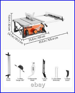 VEVOR 10 Table Saw 4500 RPM Portable Jobsite Wood Cutting Saw with Dust Port VEVOR 10 Table Saw 4500 RPM Portable Jobsite Wood Cutting Saw with Dust Port