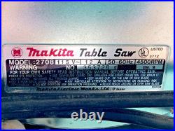 Vintage Makita 2708 Table Saw 8-1/4 Blade 115V 4500RPM withRip Fence