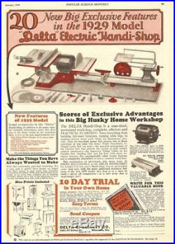 Vtg 1920's Delta Tools Original Electric Handi-Shop Table Saw Rip Fence Guide