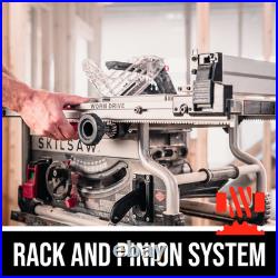 Worm Drive Table Saw 25 Inch Rip Capacity Rack Pinion Fence Compact Jobsite Saw